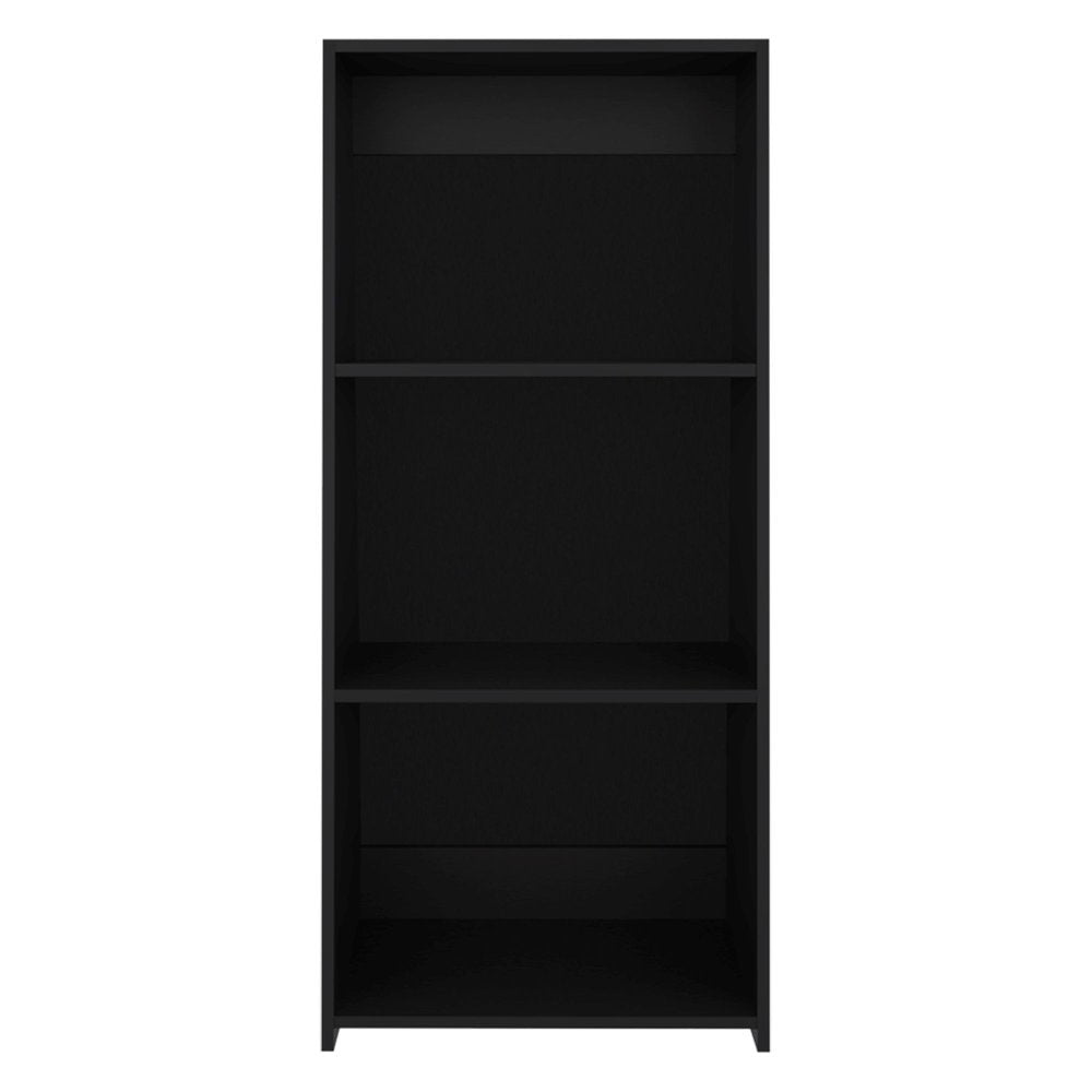47" Black Wood Three Tier Bookcase — view 1