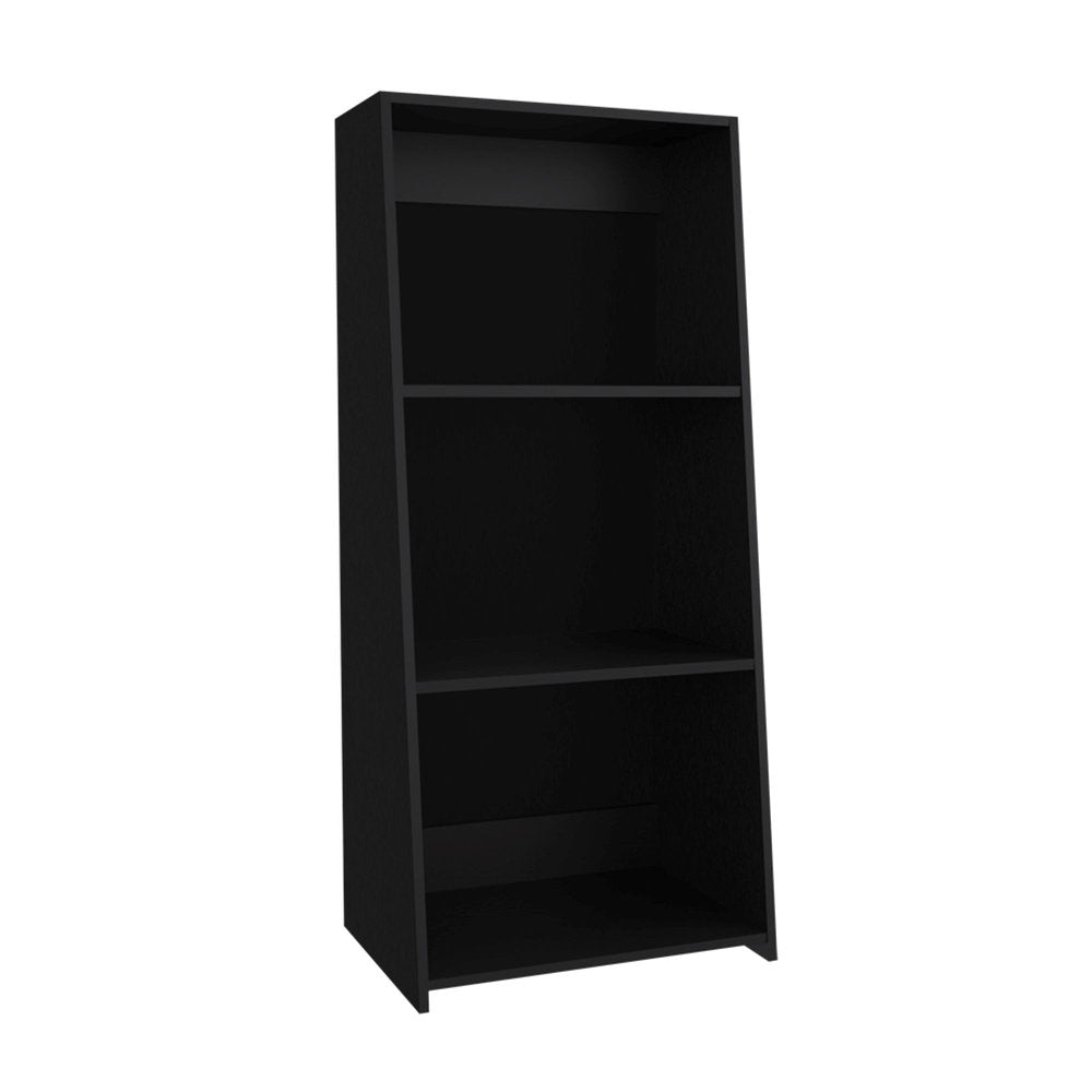 47" Black Wood Three Tier Bookcase HomeRoots