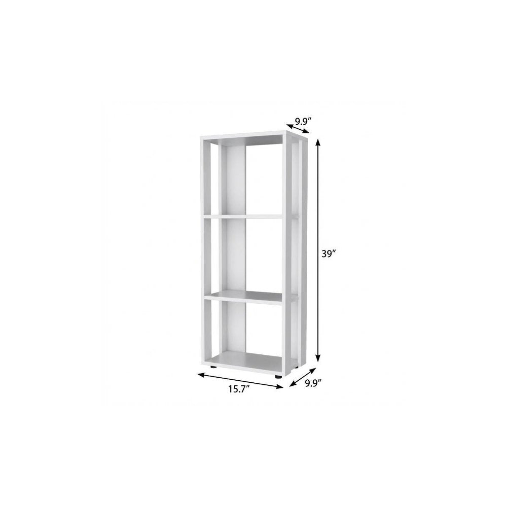 39" White Wood Three Tier Bookcase — view 4