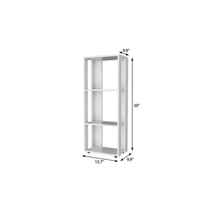 39" White Wood Three Tier Bookcase HomeRoots