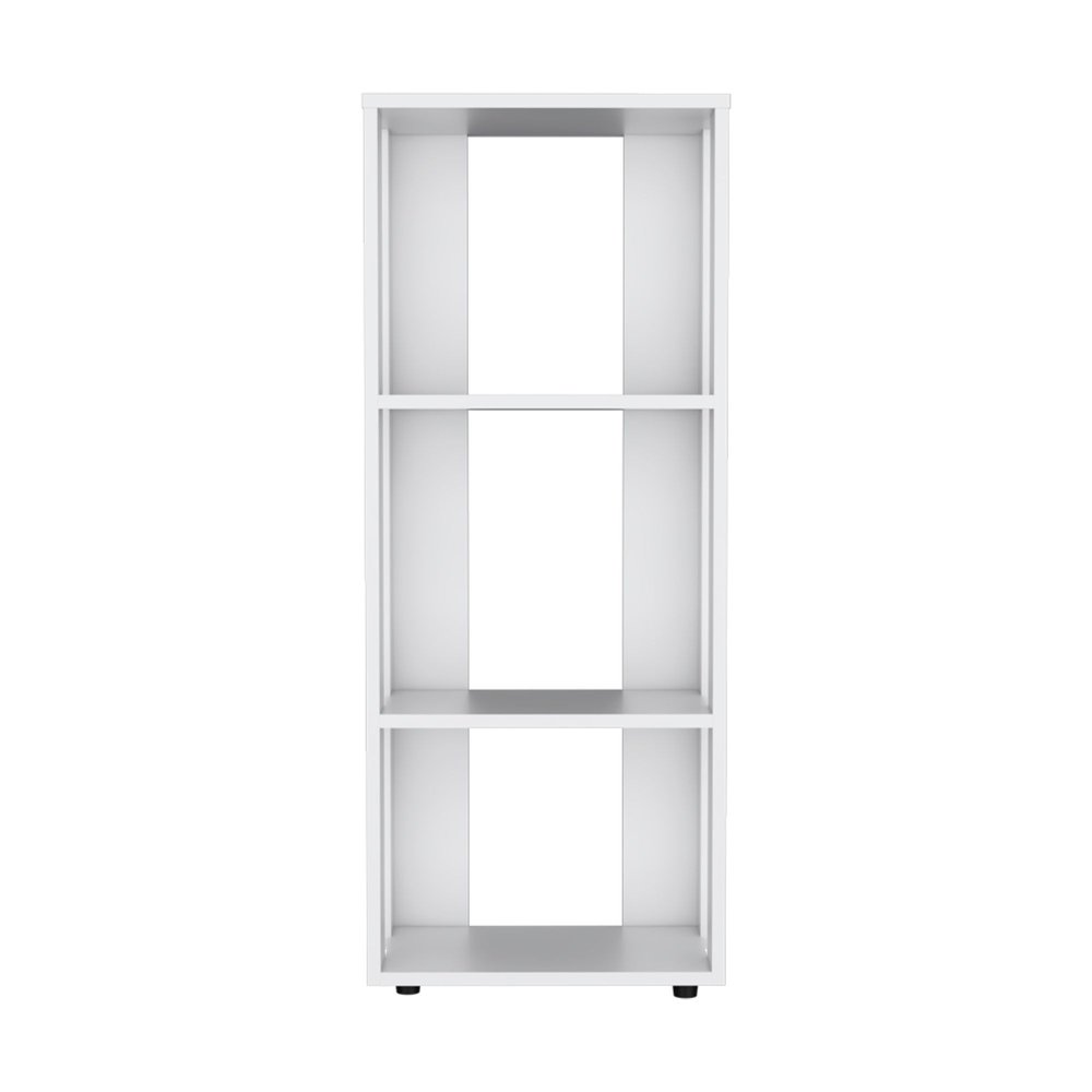 39" White Wood Three Tier Bookcase — view 1