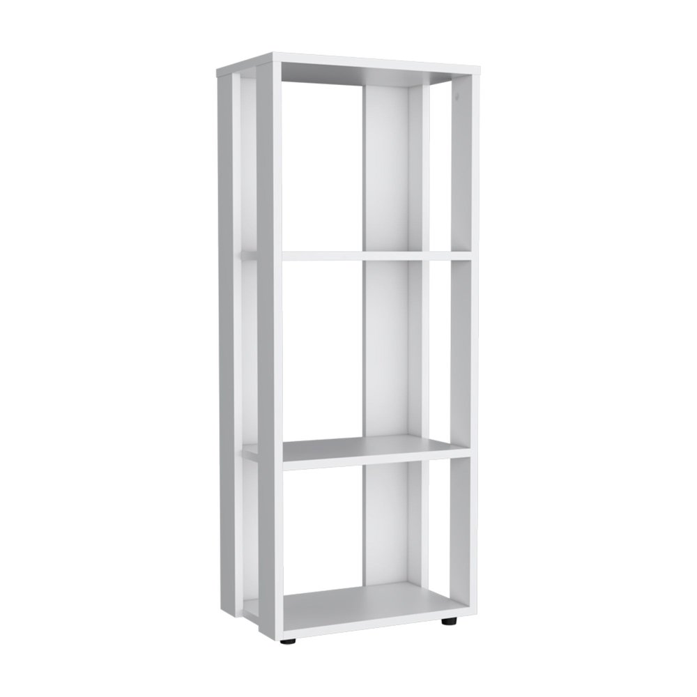 39" White Wood Three Tier Bookcase — view 2