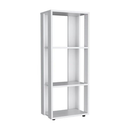 39" White Wood Three Tier Bookcase HomeRoots