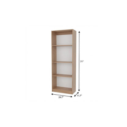 71" Beige Wood Five Tier Bookcase HomeRoots