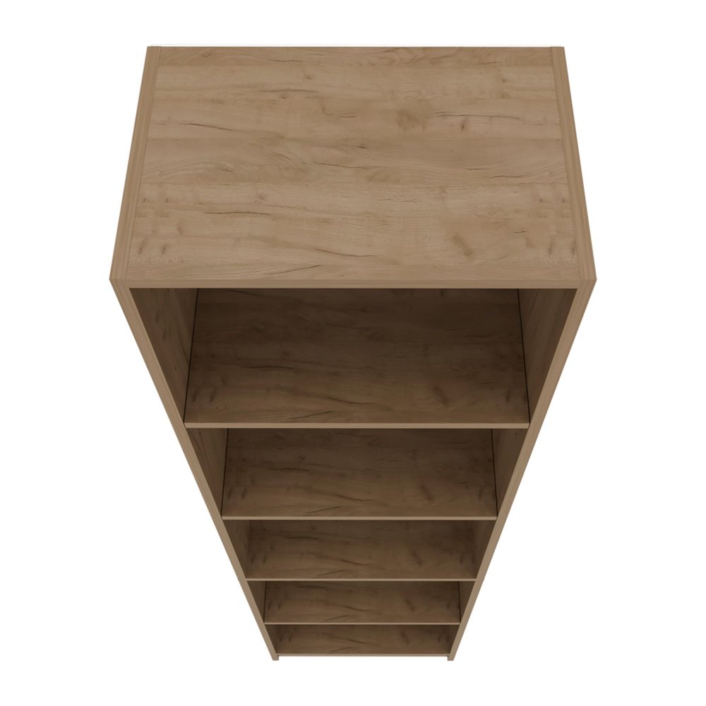 71" Beige Wood Five Tier Bookcase — view 1