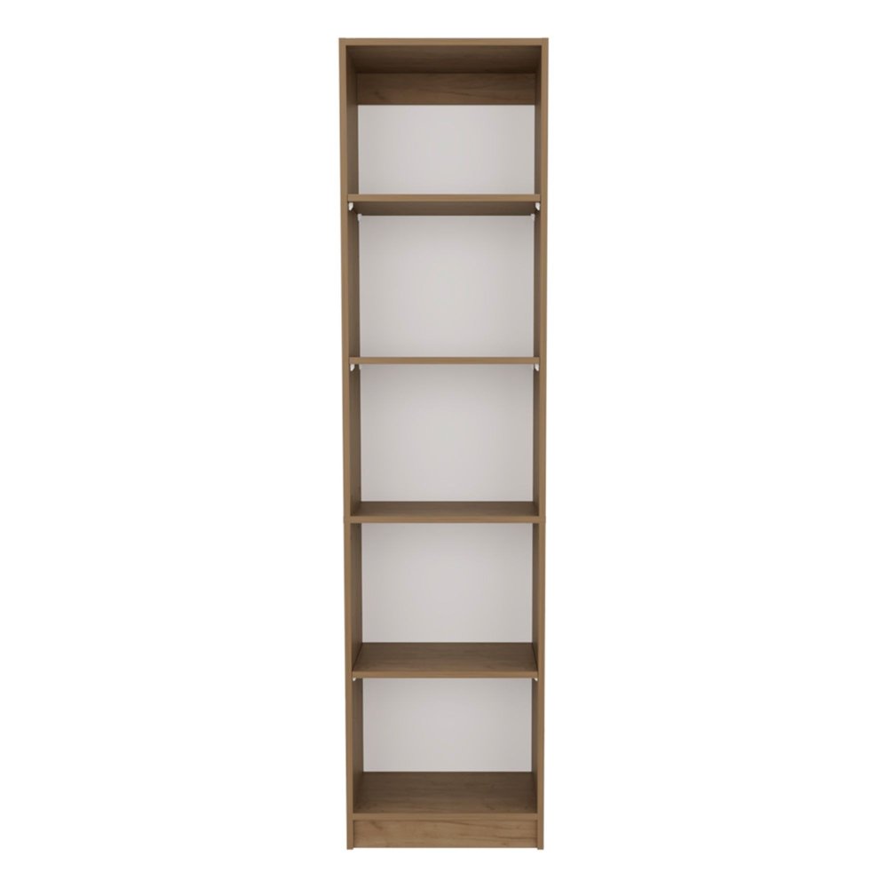 71" Beige Wood Five Tier Bookcase — view 2
