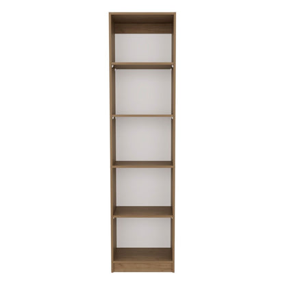 71" Beige Wood Five Tier Bookcase