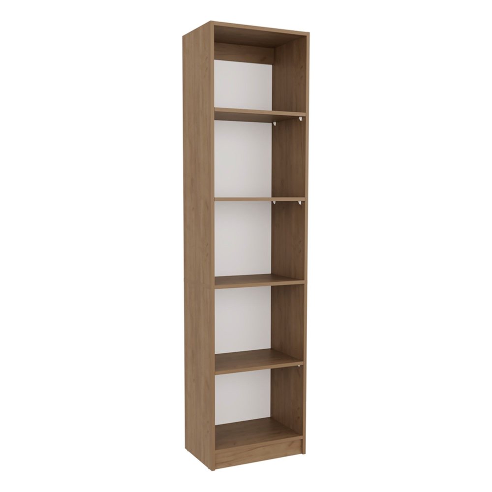 71" Beige Wood Five Tier Bookcase — view 3