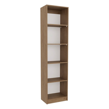 71" Beige Wood Five Tier Bookcase