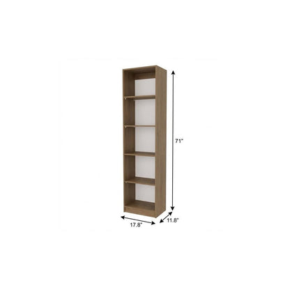 71" Beige Wood Five Tier Bookcase HomeRoots