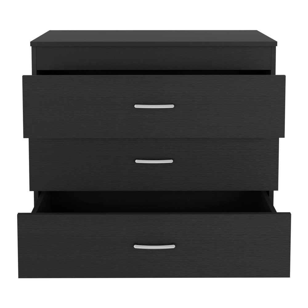 31" Black Wood Three Drawer Dresser — view 1