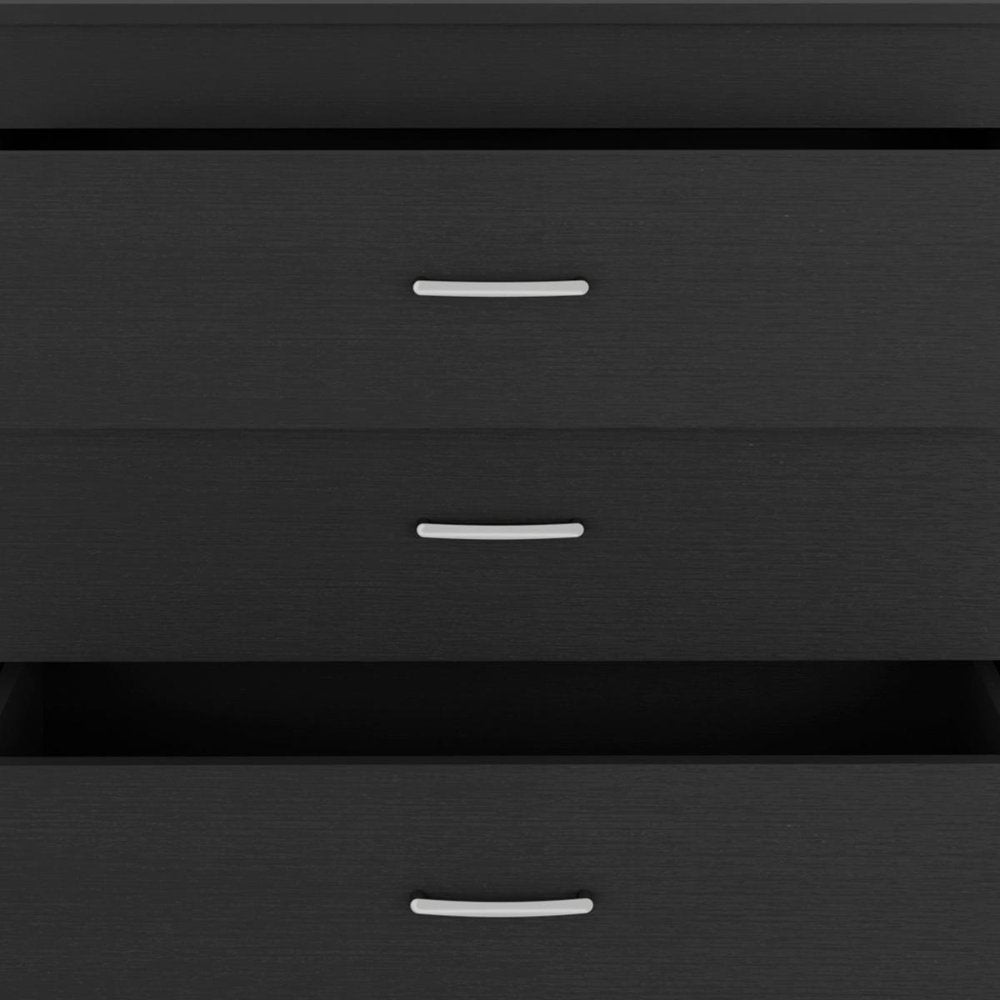 31" Black Wood Three Drawer Dresser