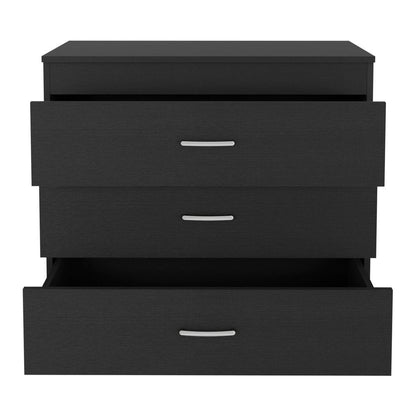 31" Black Wood Three Drawer Dresser