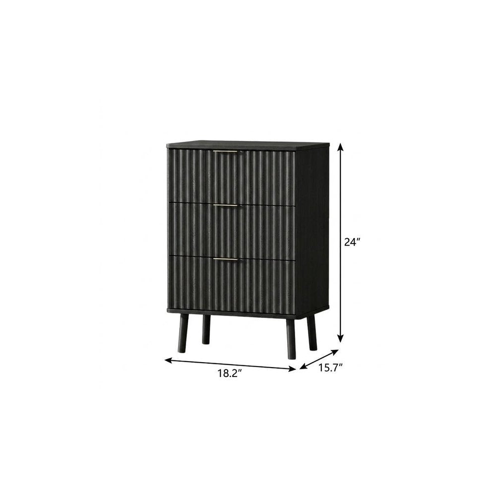 24" Brown Wood Ribbed Texture Two Drawer Nightstand HomeRoots