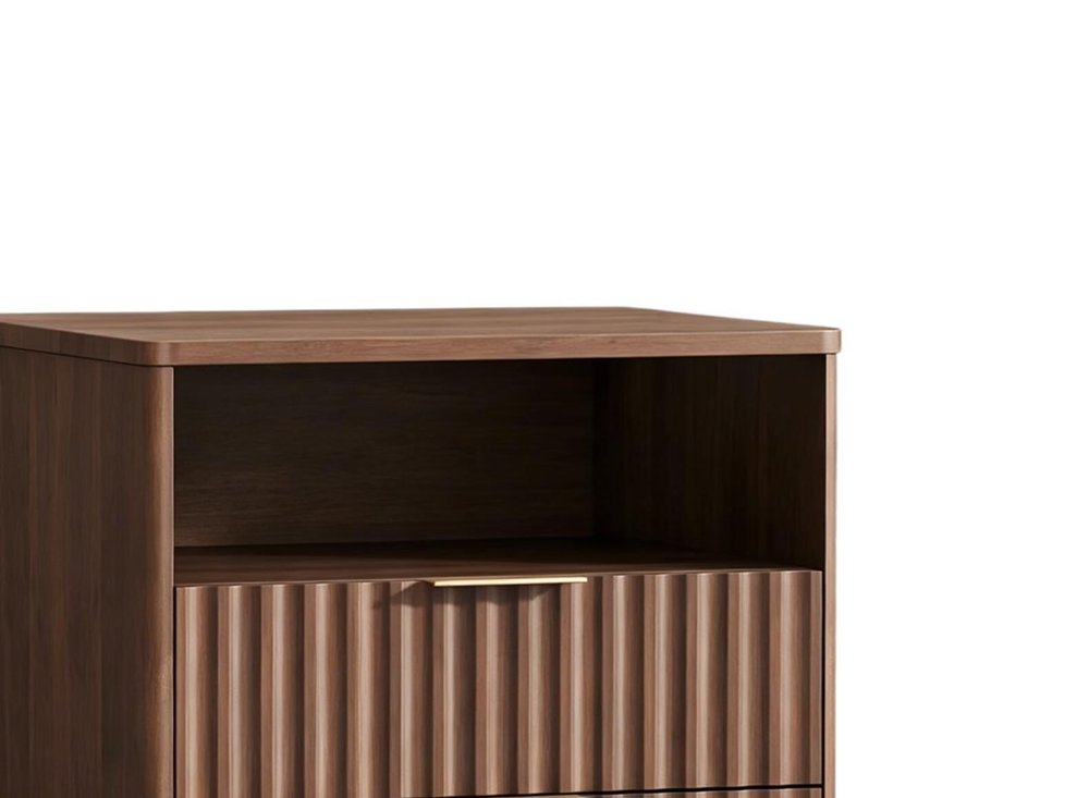 24" Brown Wood Ribbed Texture Two Drawer Nightstand — view 6