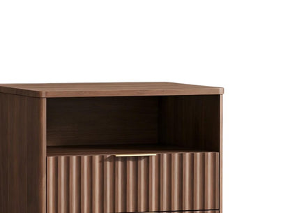 24" Black Wood Ribbed Texture Two Drawer Nightstand