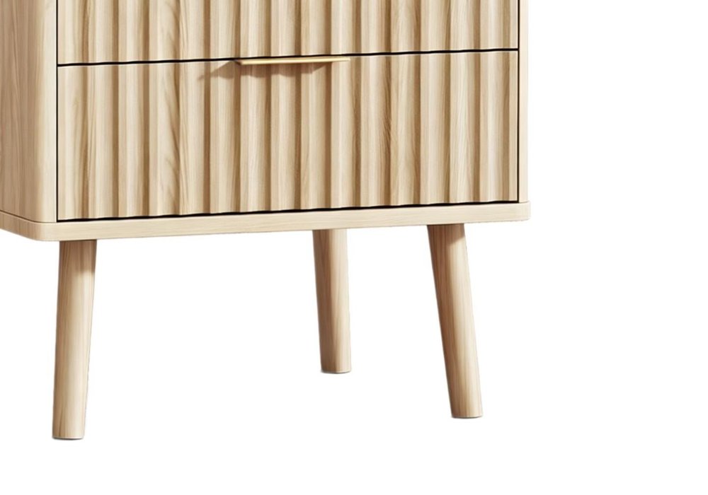 24" Brown Wood Ribbed Texture Two Drawer Nightstand — view 12