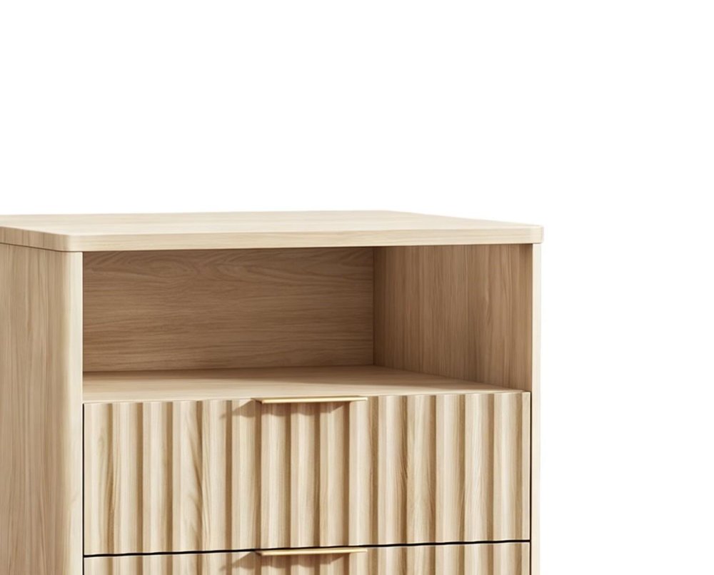24" Black Wood Ribbed Texture Two Drawer Nightstand — view 13