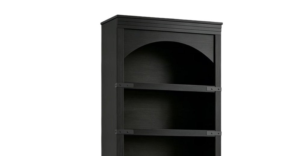 70" Black Wood Four Tier USB Bookcase — view 4