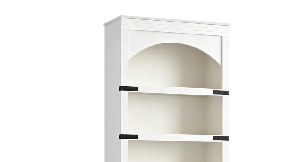 70" White Wood Four Tier USB Bookcase HomeRoots