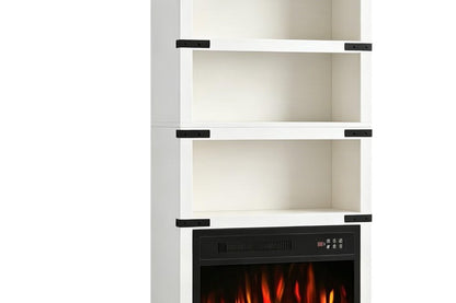 70" White Wood Four Tier USB Bookcase HomeRoots