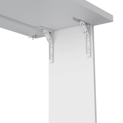 36" White Wood Folding Wall Mounted Pedestal Computer Desk HomeRoots