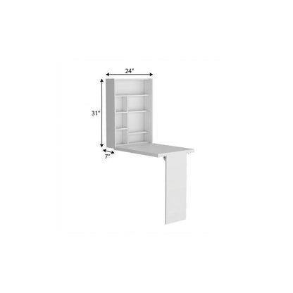 36" White Wood Folding Wall Mounted Pedestal Computer Desk HomeRoots