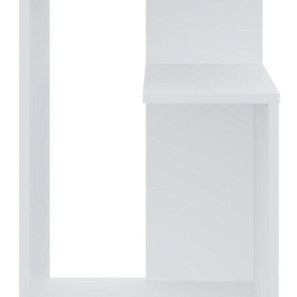 25" White Wood Floor Shelf End Table With Shelf — view 4