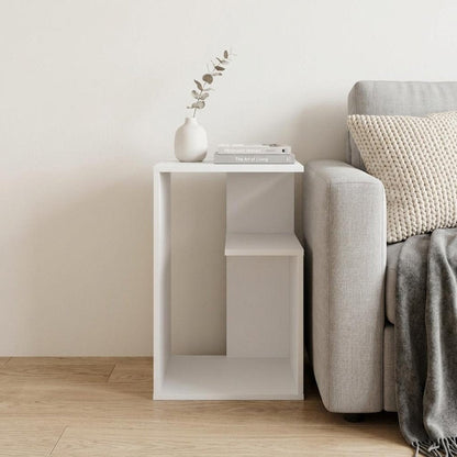 25" White Wood Floor Shelf End Table With Shelf HomeRoots
