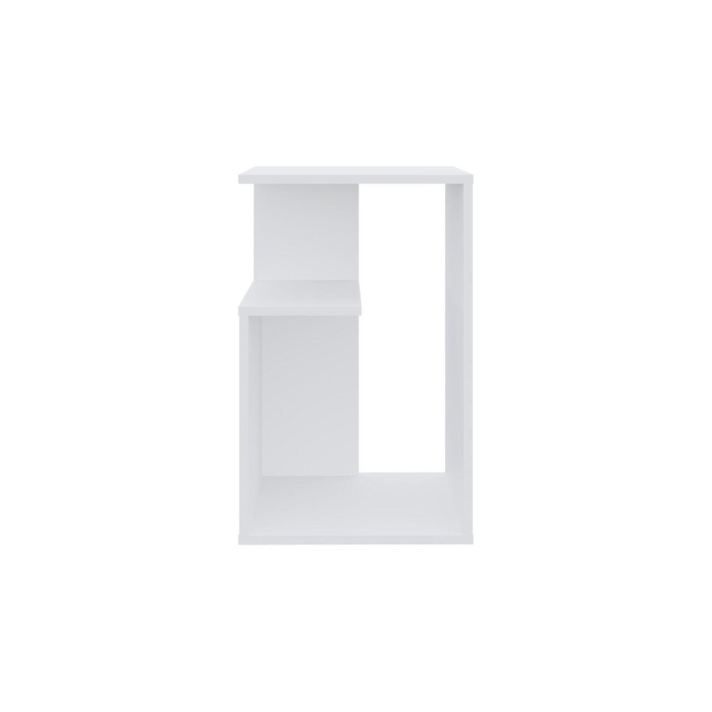 25" White Wood Floor Shelf End Table With Shelf