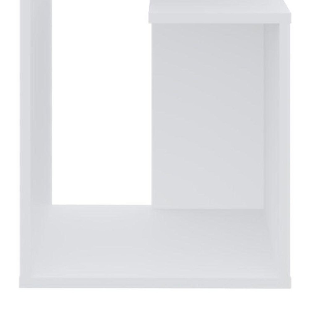 25" White Wood Floor Shelf End Table With Shelf — view 3