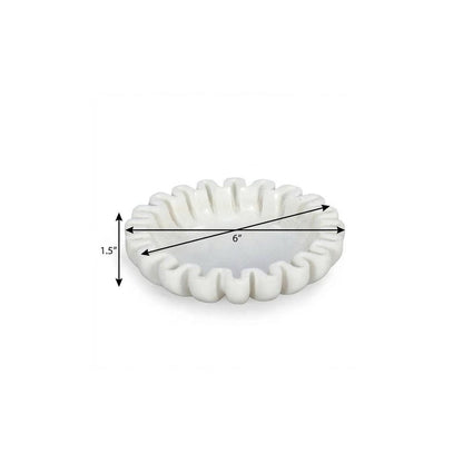 6" White Marble Handmade Scalloped Trinket Tray HomeRoots