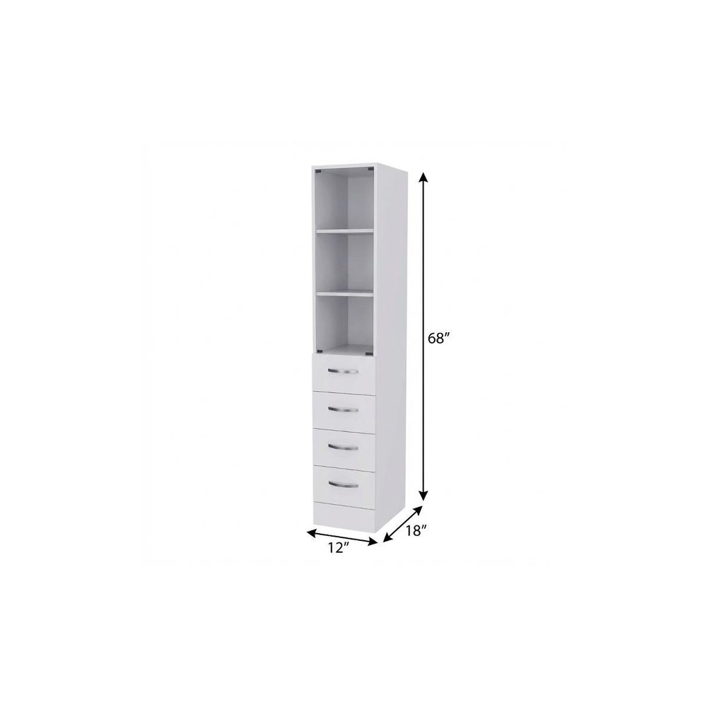 12" White Wood Freestanding Single Door Bathroom Vanity And Three Drawers — view 2