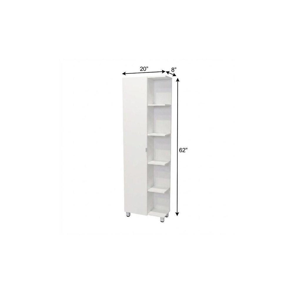 20" White Wood Corner Accent Cabinet With Single Door — view 3