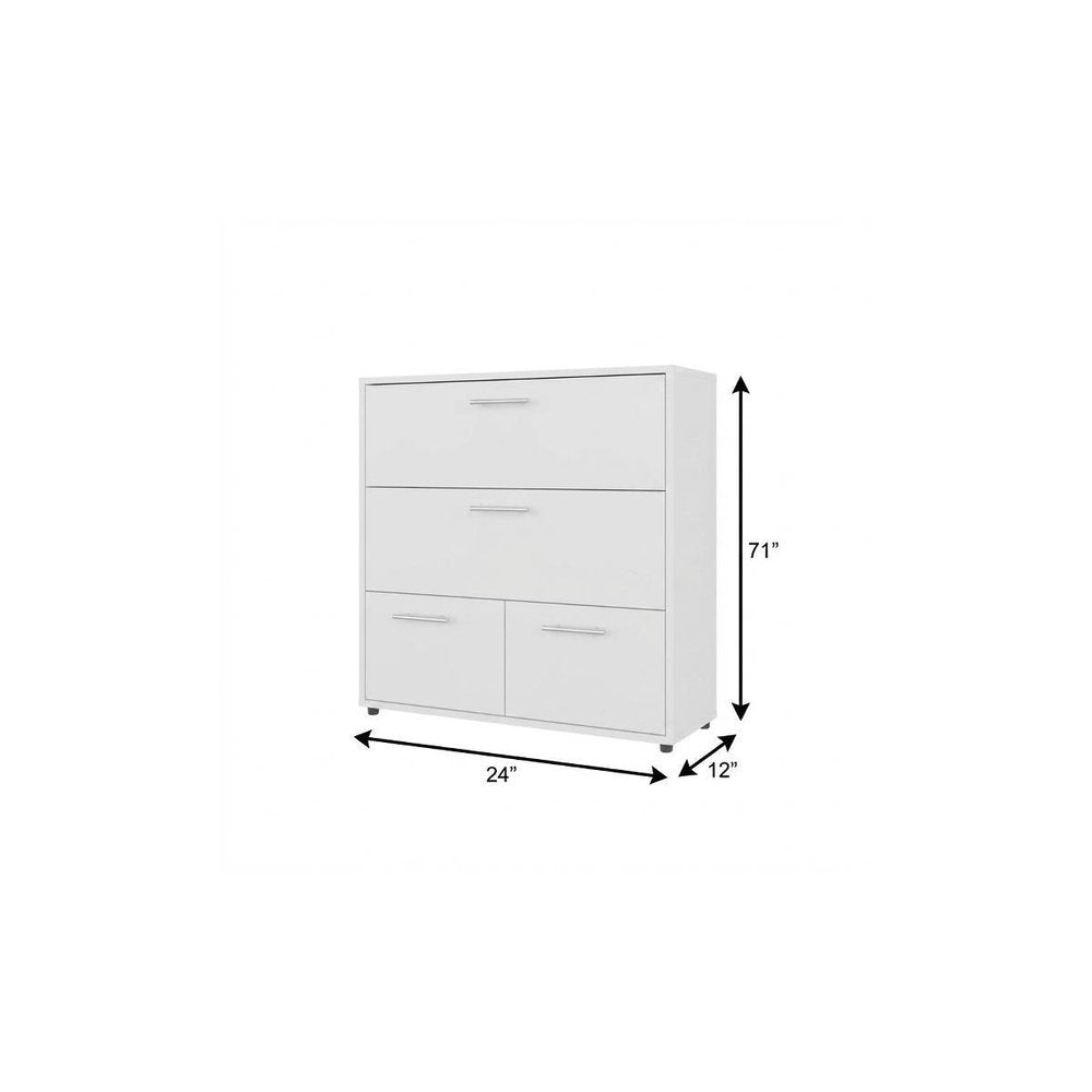 24" White Wood Four Drawer Dresser