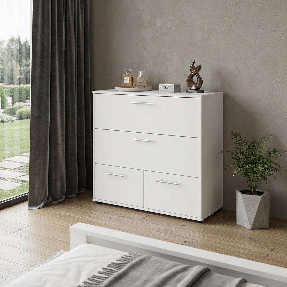 24" White Wood Four Drawer Dresser