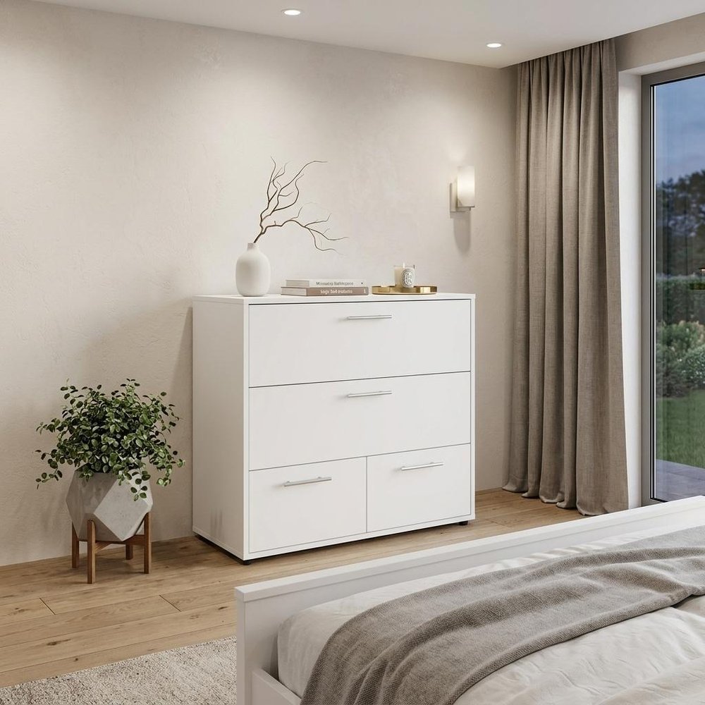 24" White Wood Four Drawer Dresser HomeRoots