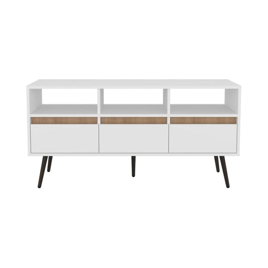 47" White Wood Open Shelving TV Stand