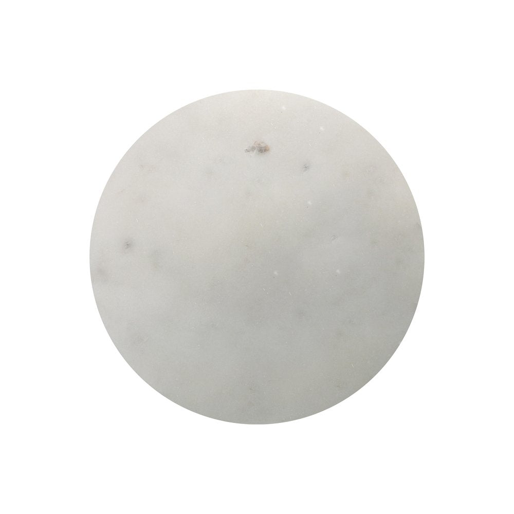 10" White Brown and Gold Marble Iron and Solid Wood Round Pedestal End Table — view 4