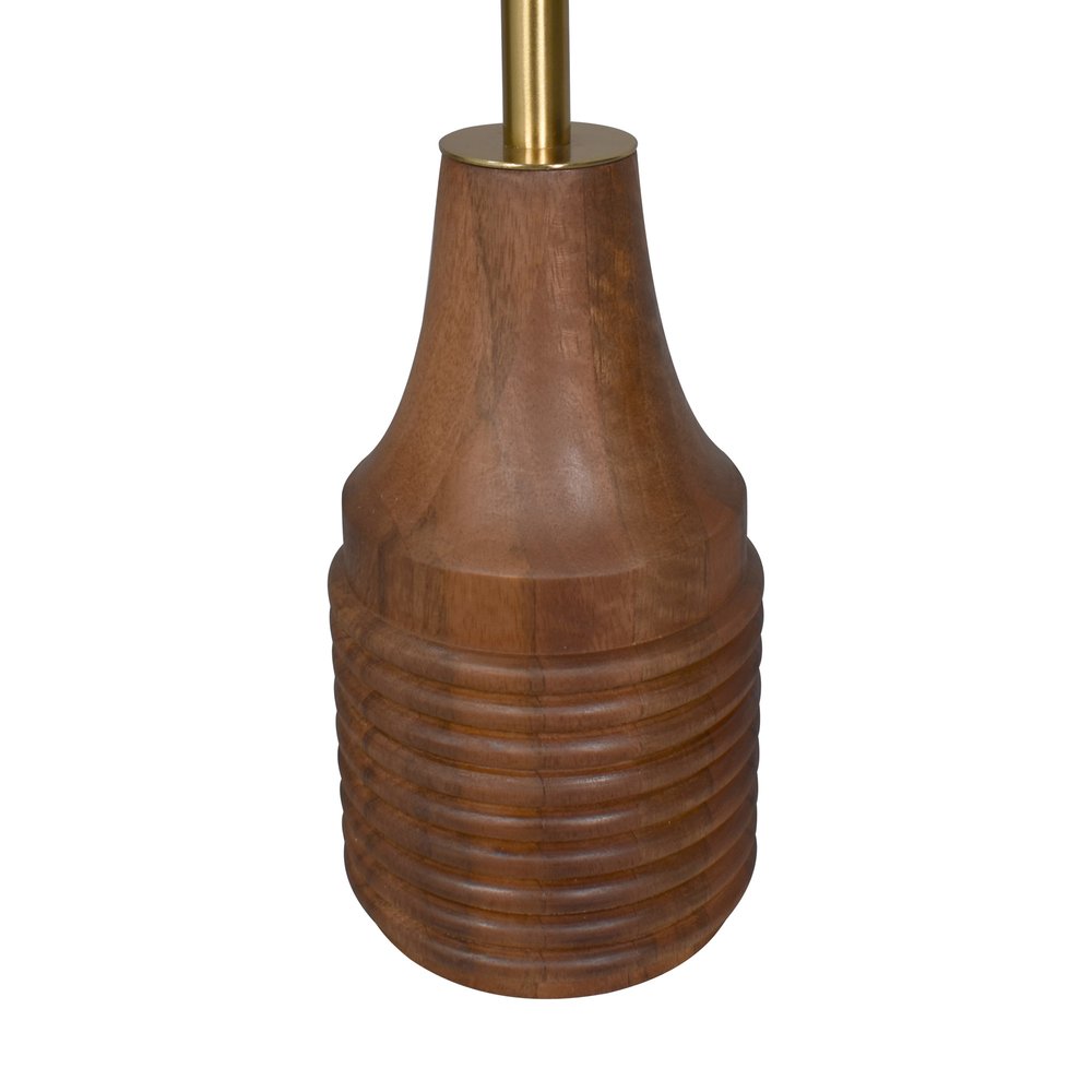 10" Beige Brown and Gold Marble Iron and Solid Wood Round Pedestal End Table — view 3