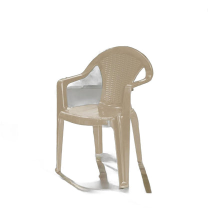 Set of Four Taupe Textured Heavy Duty Plastic Outdoor Stacking Arm Chairs HomeRoots