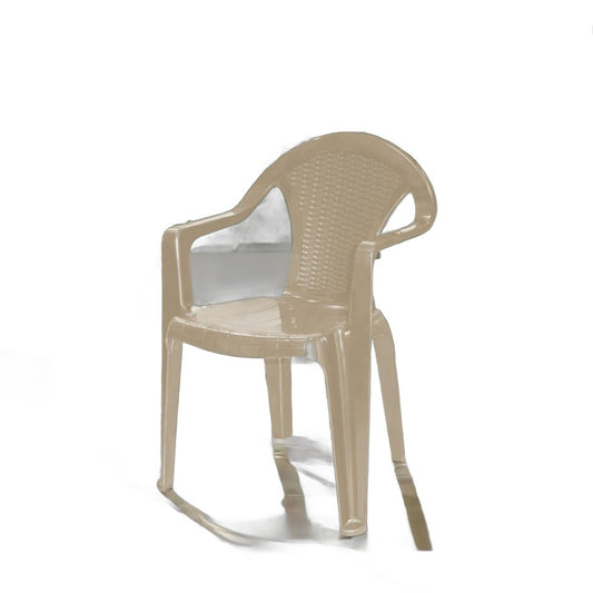Set of Four Taupe Textured Heavy Duty Plastic Outdoor Stacking Arm Chairs