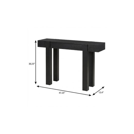 47" Black Wood Console Table With USB And Drawer