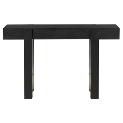47" Black Wood Console Table With USB And Drawer HomeRoots