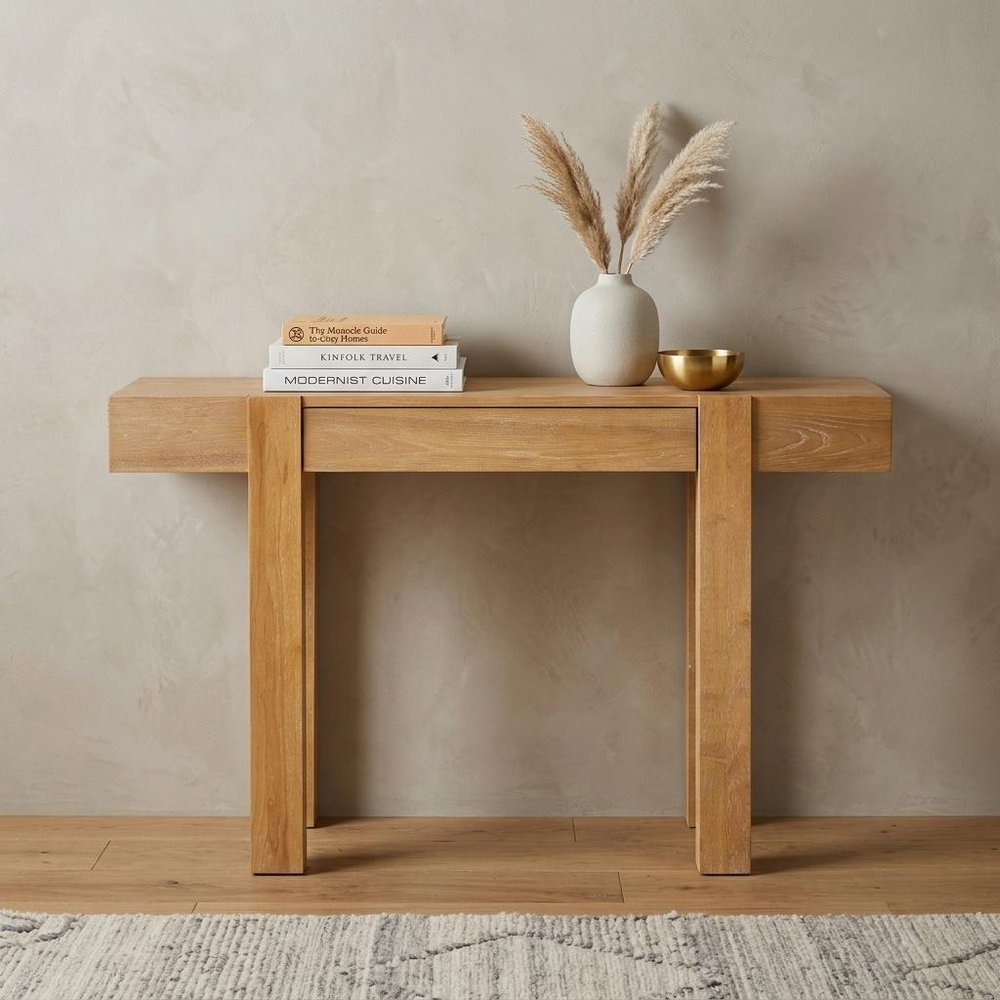 47" Black Wood Console Table With USB And Drawer HomeRoots