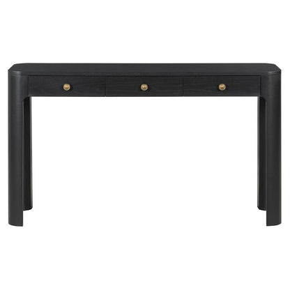 52" Black Wood Console Table With Three Drawers