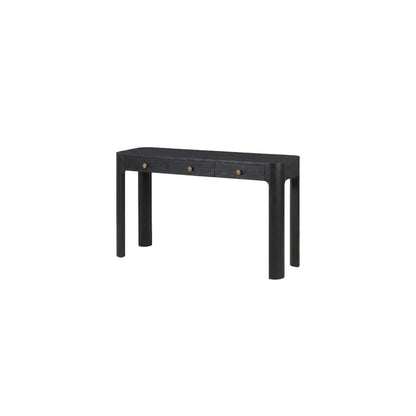 52" Black Wood Console Table With Three Drawers