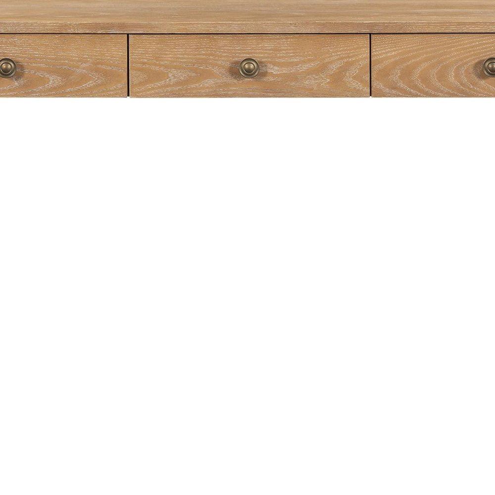 52" Black Wood Console Table With Three Drawers — view 13