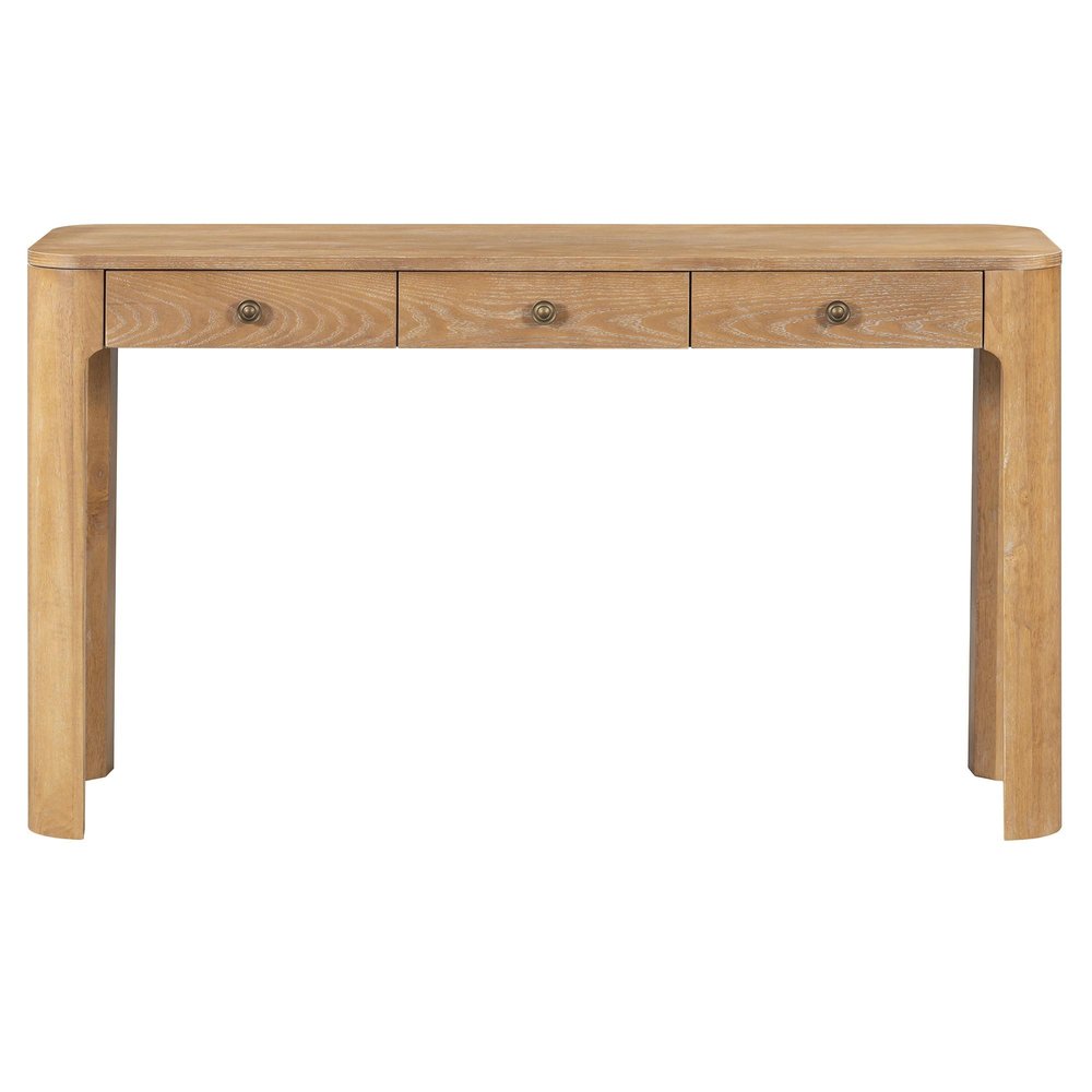 52" Black Wood Console Table With Three Drawers