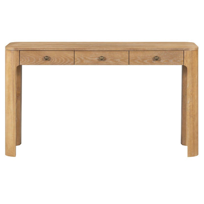 52" Black Wood Console Table With Three Drawers